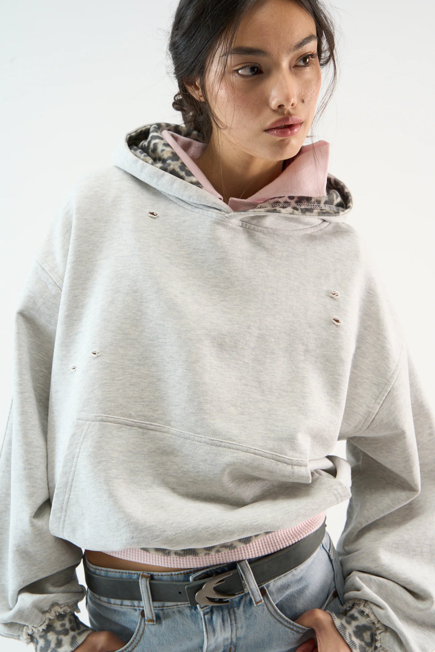 Unisex Leo Grey Melange Hoodie