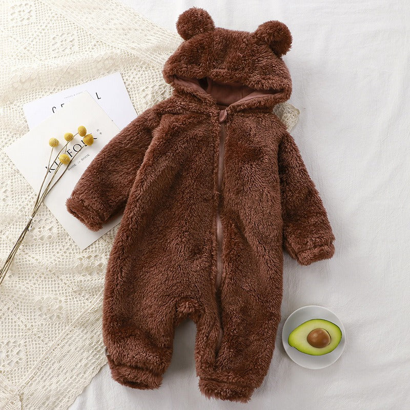 MeloBabe Fluffy Hooded Romper with Ears
