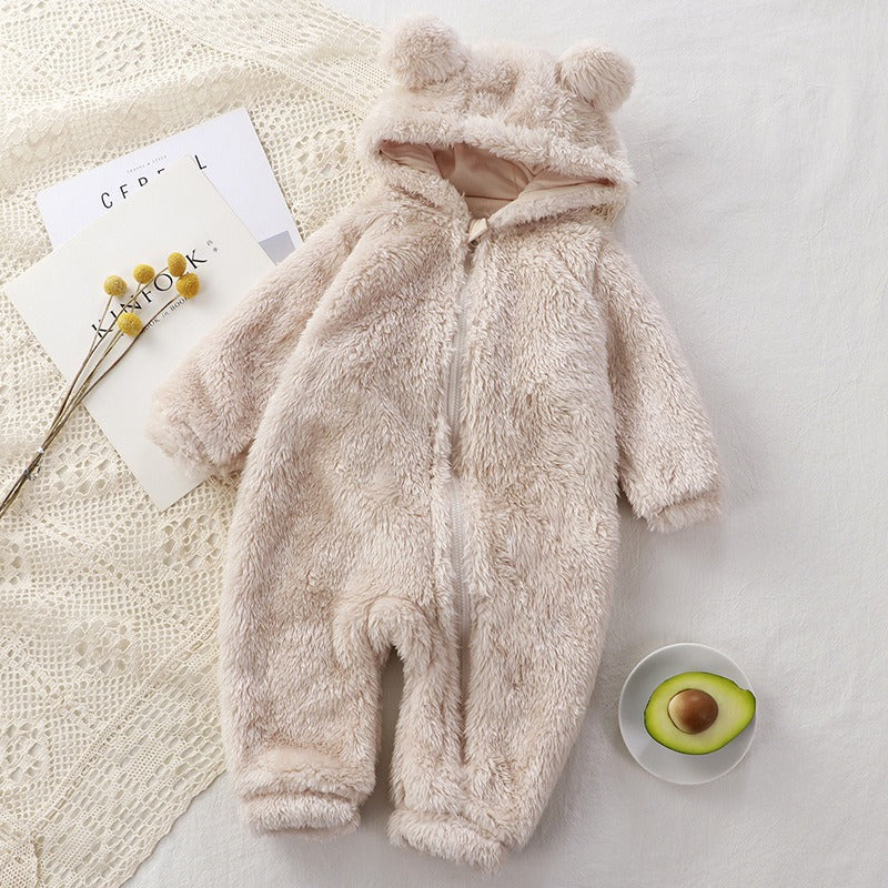 MeloBabe Fluffy Hooded Romper with Ears