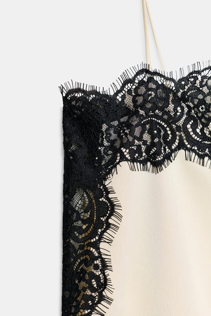 Satin Effect Lace Dress