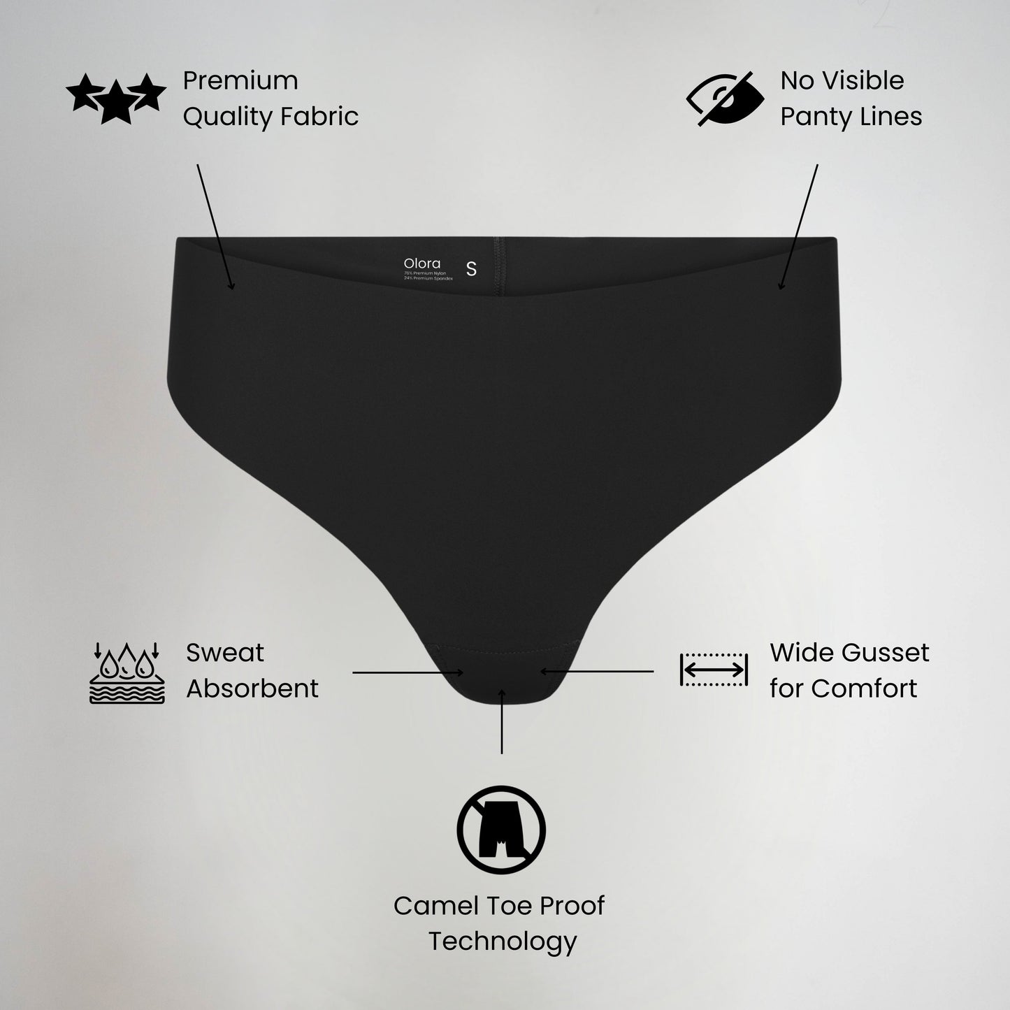 Evina™ Invisible Camel Toe Thong High Rise