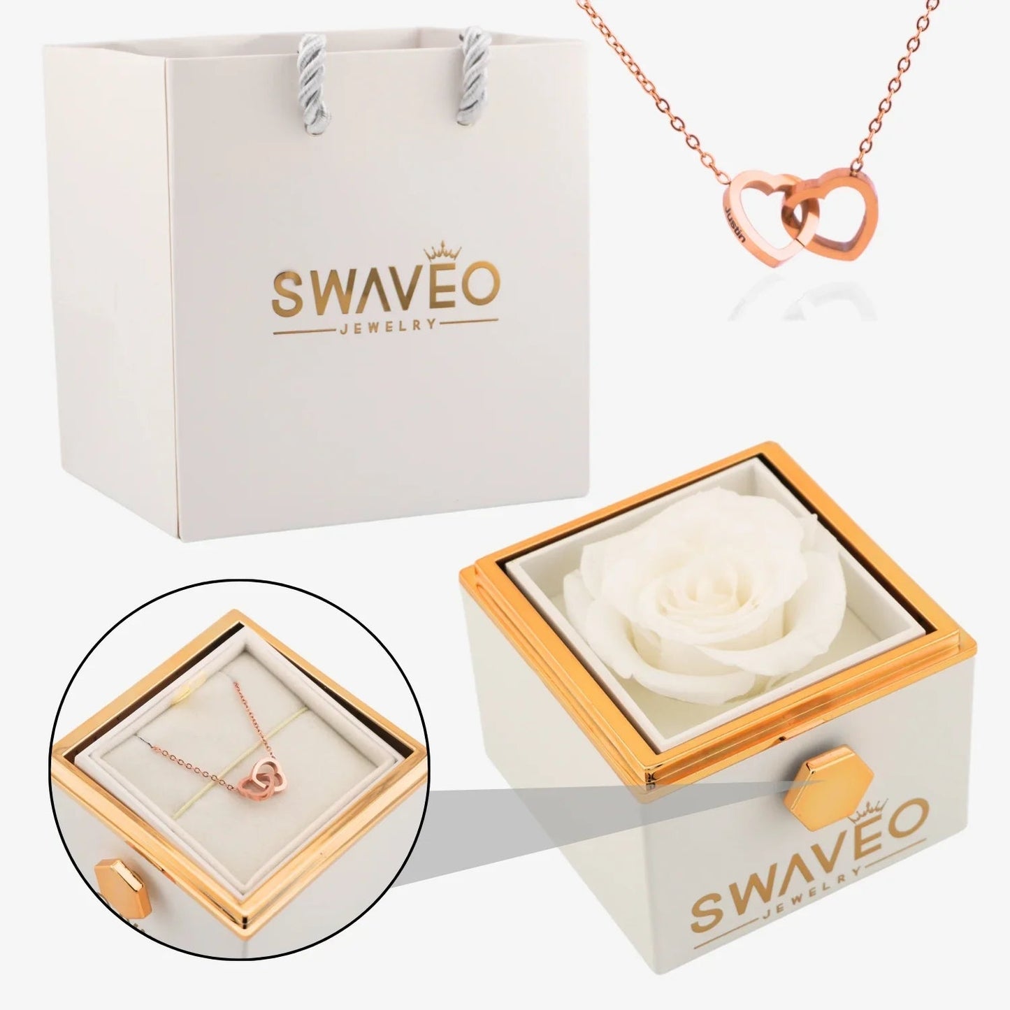 Eternal Rose Box with Engraved Necklace