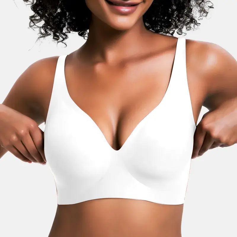 Jelly Seamless Deep V Wireless Push Up Bra