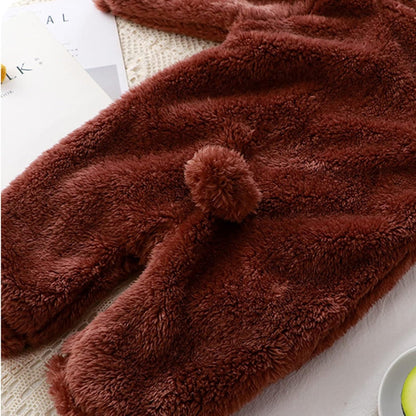 MeloBabe Fluffy Hooded Romper with Ears