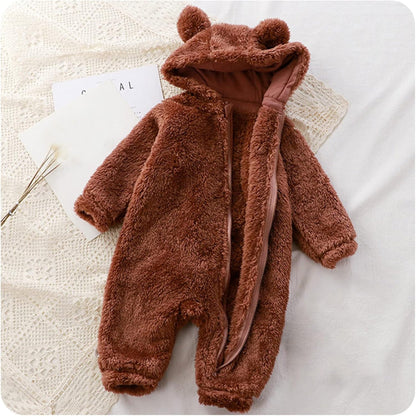 MeloBabe Fluffy Hooded Romper with Ears