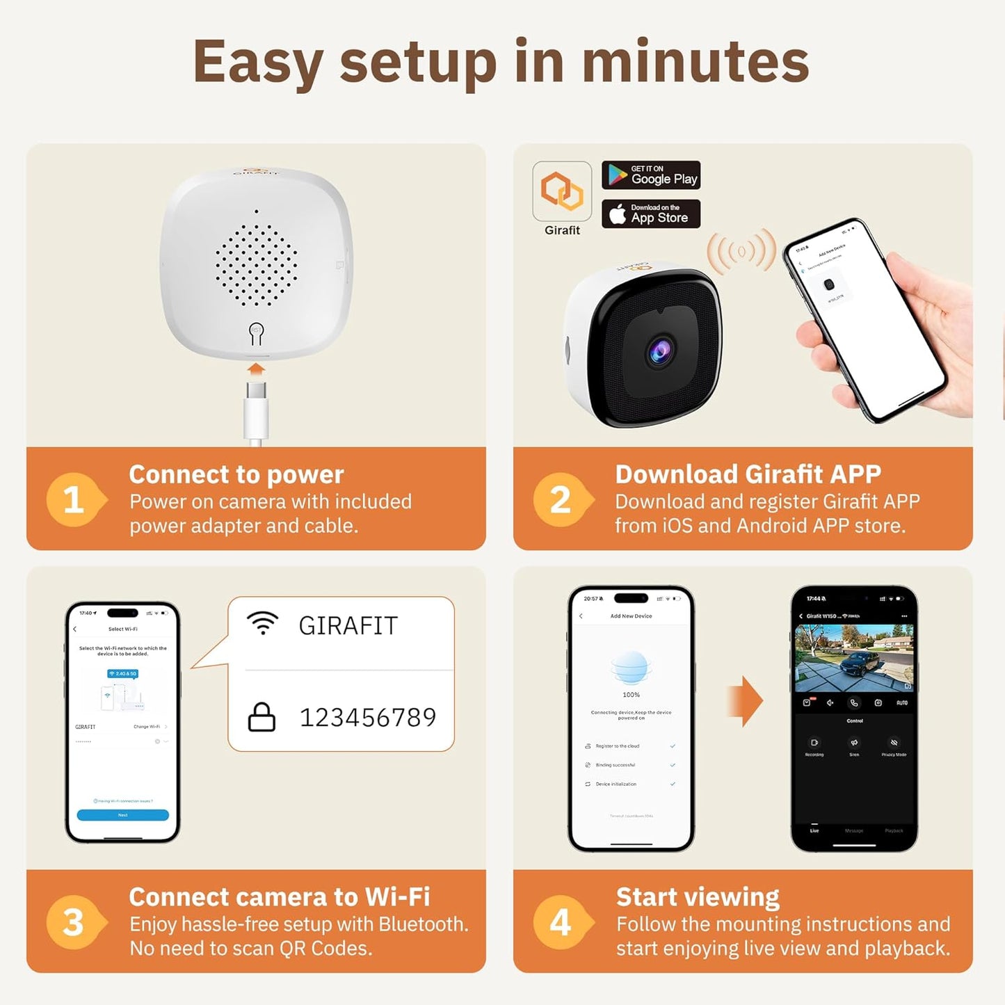 3MP 2K Window Camera, 2.4GHz & 5GHz WiFi Indoor Cameras