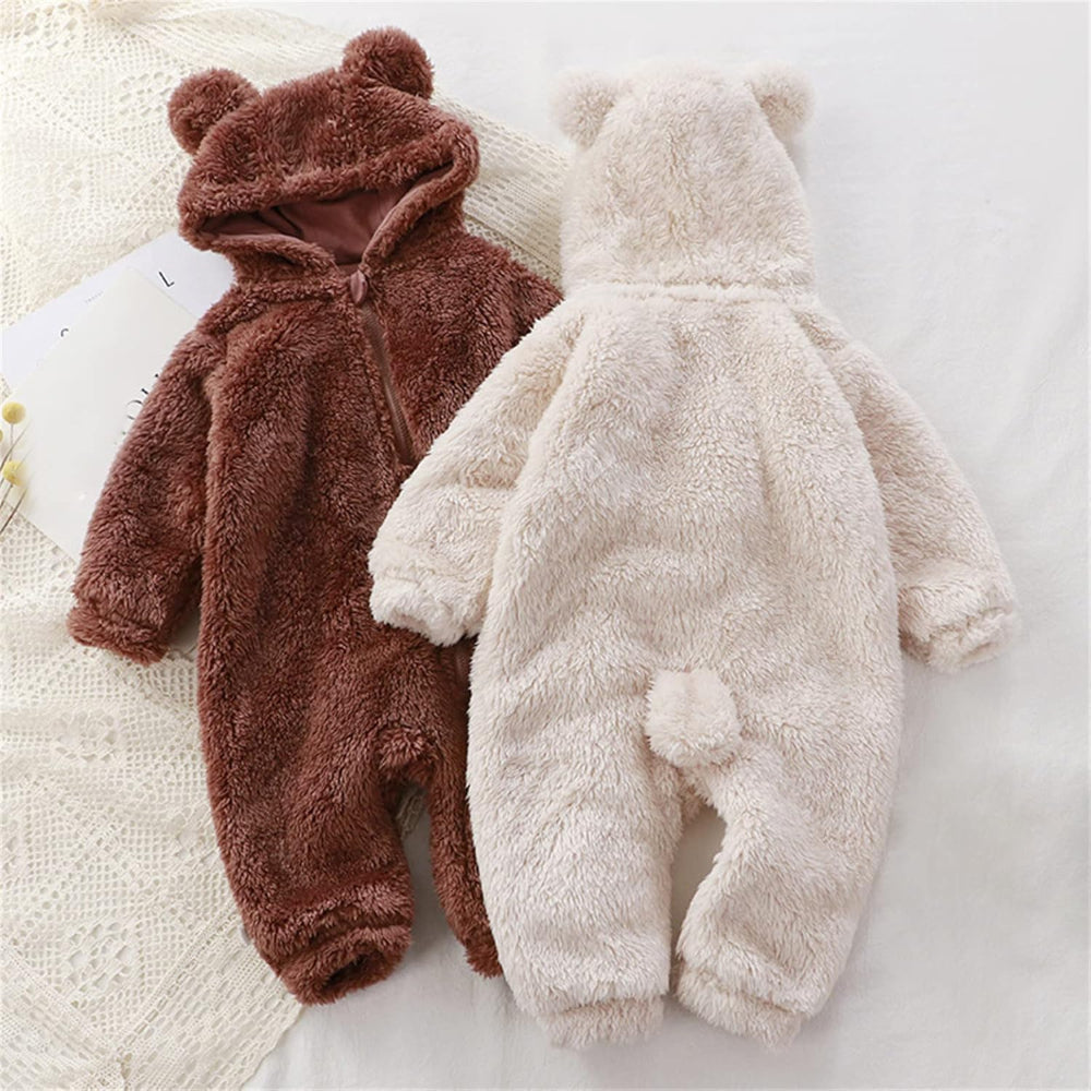 MeloBabe Fluffy Hooded Romper with Ears