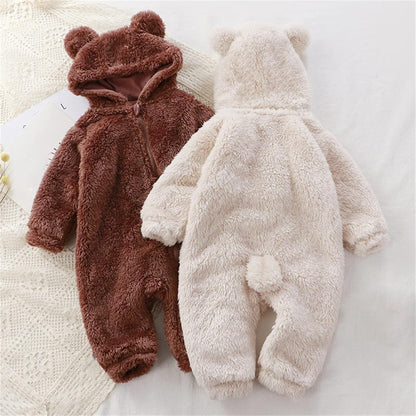 MeloBabe Fluffy Hooded Romper with Ears