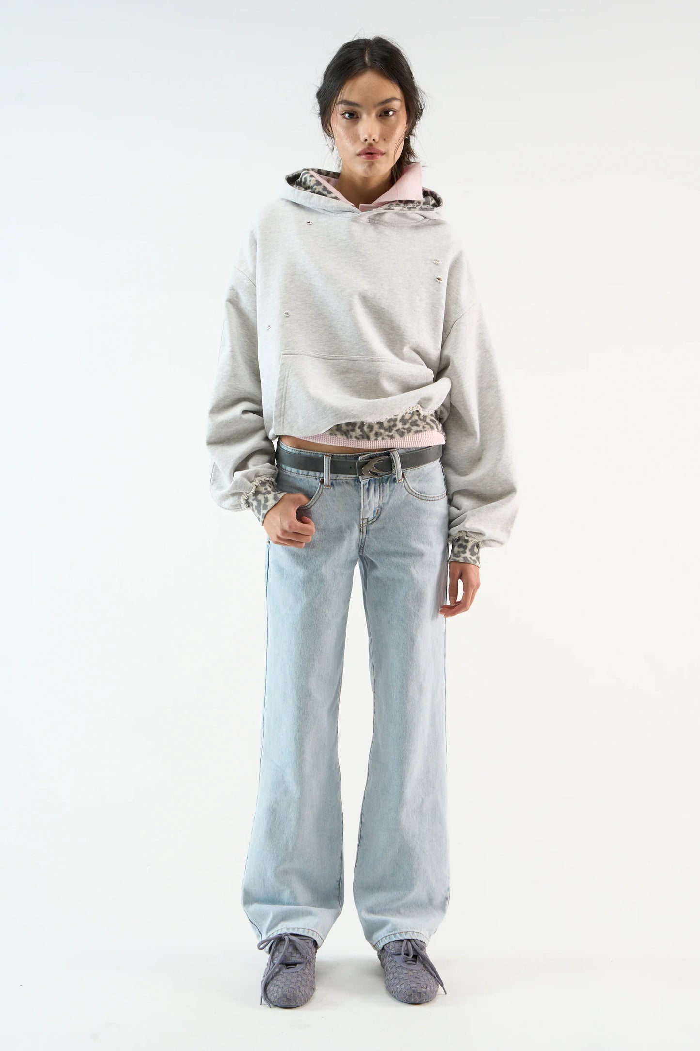 Unisex Leo Grey Melange Hoodie