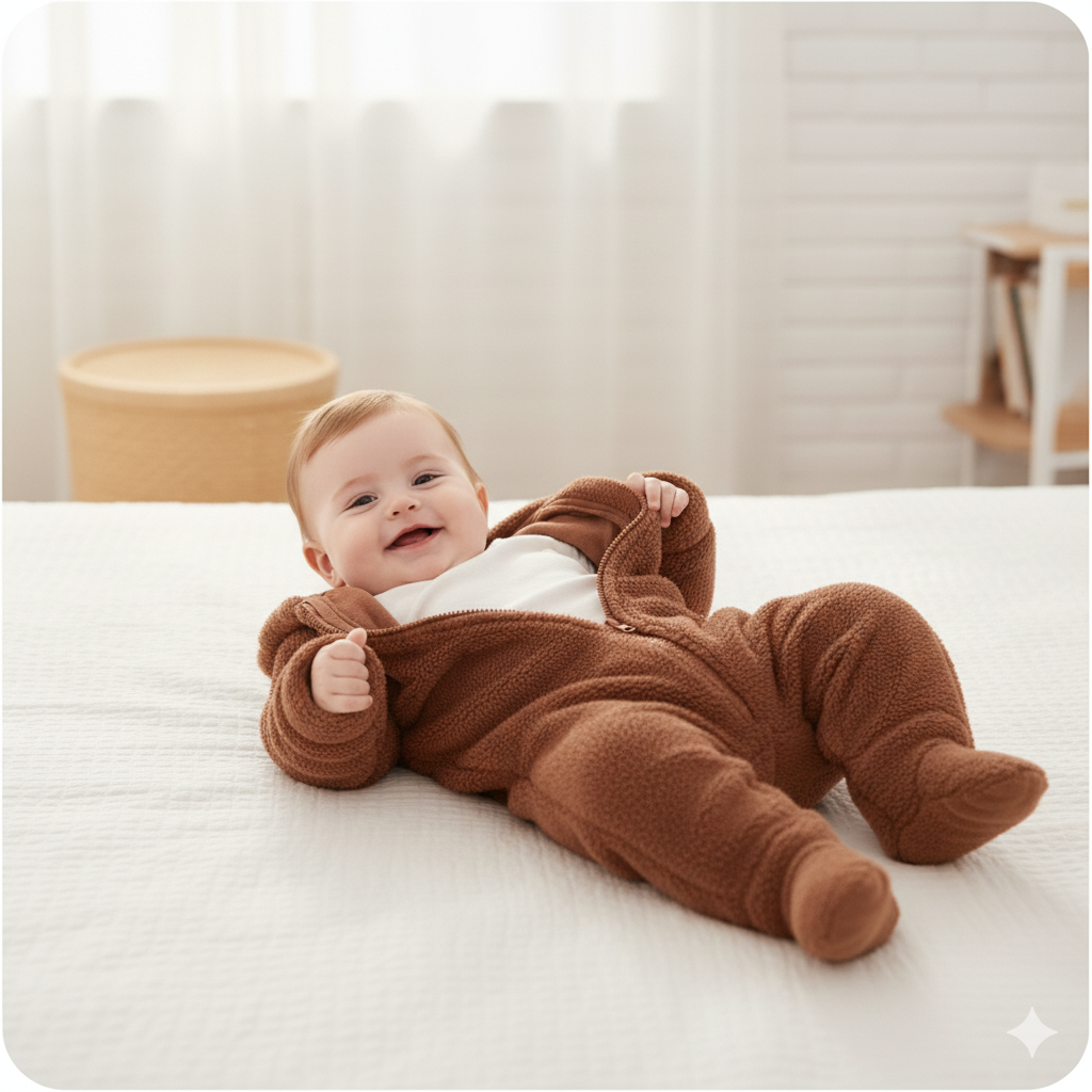 MeloBabe Fluffy Hooded Romper with Ears