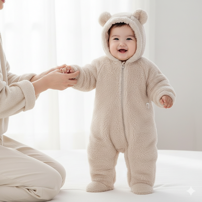 MeloBabe Fluffy Hooded Romper with Ears