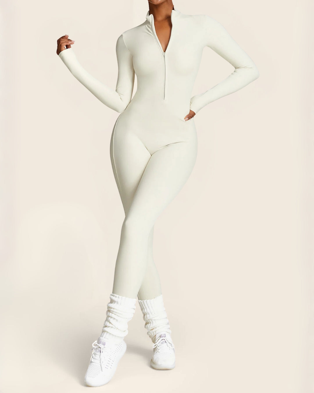 Fleece-Lined Zip-Up Jumpsuit