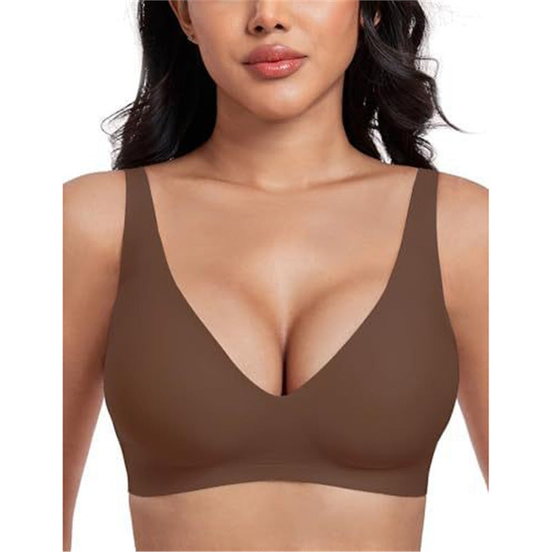 Jelly Seamless Deep V Wireless Push Up Bra