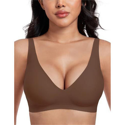 Jelly Seamless Deep V Wireless Push Up Bra