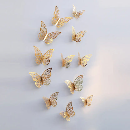 Autocollants muraux papillon en métal 3D