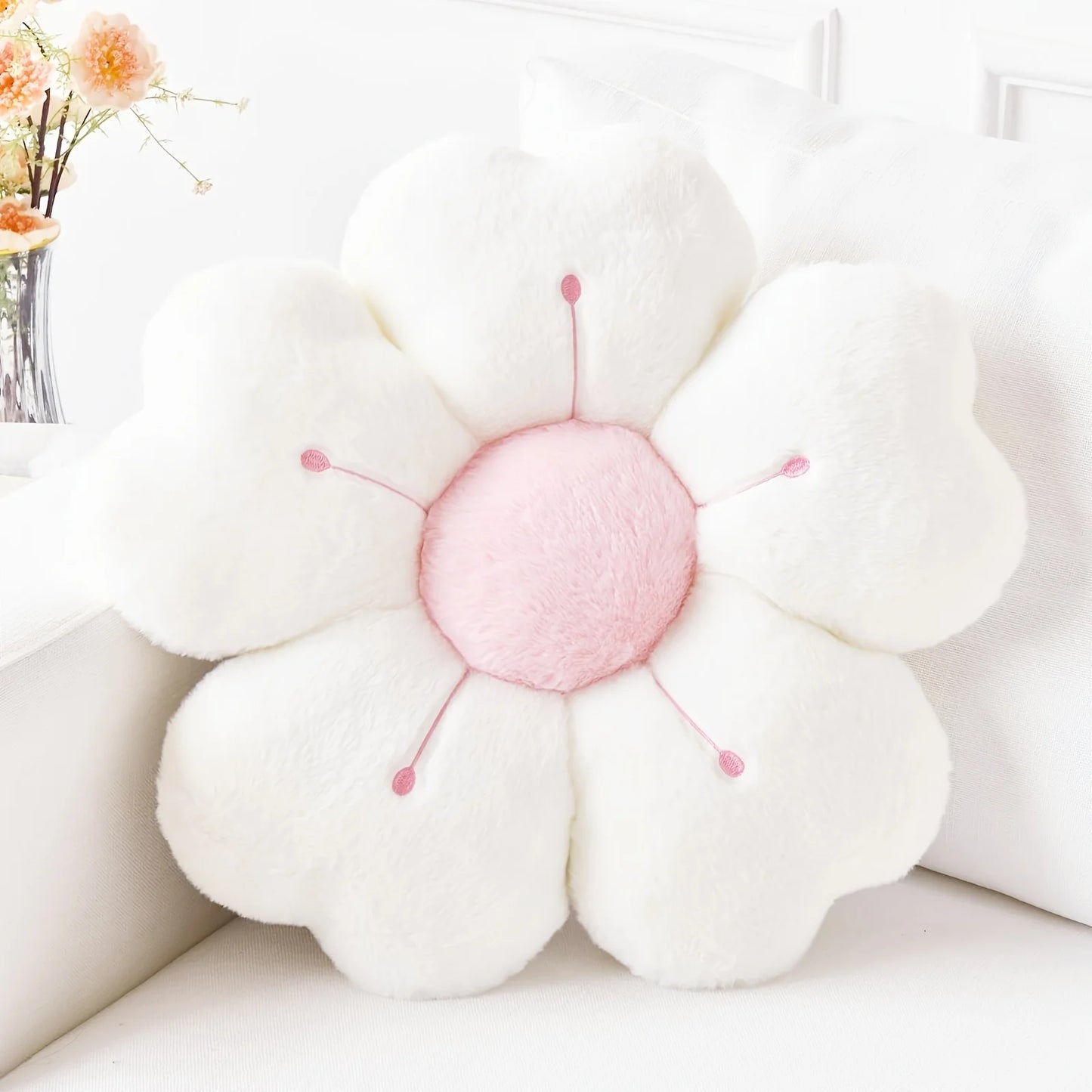 Soft Plush Daisy Flower Throw Pillow