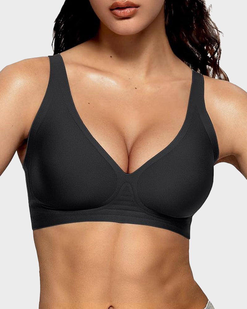 Jelly Seamless Deep V Wireless Push Up Bra