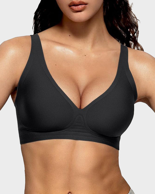 Jelly Seamless Deep V Wireless Push Up Bra