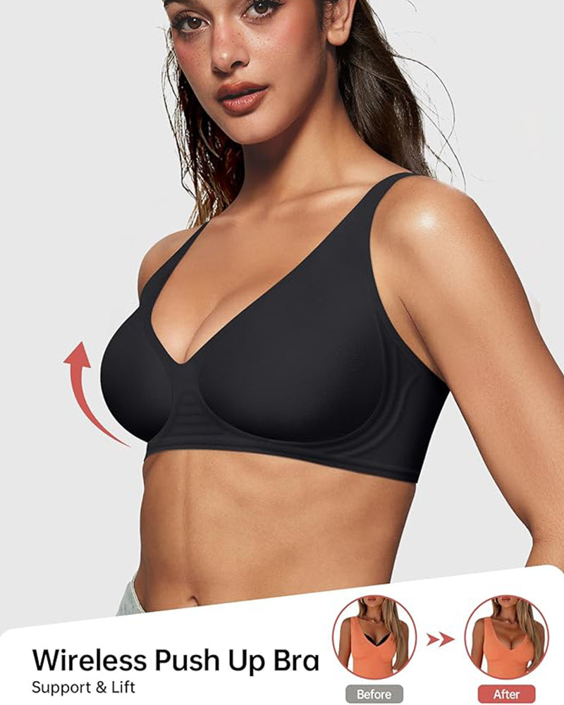 Jelly Seamless Deep V Wireless Push Up Bra