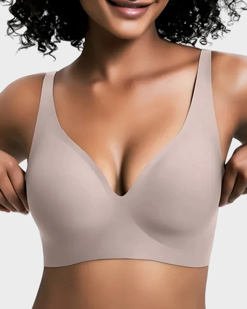 Jelly Seamless Deep V Wireless Push Up Bra