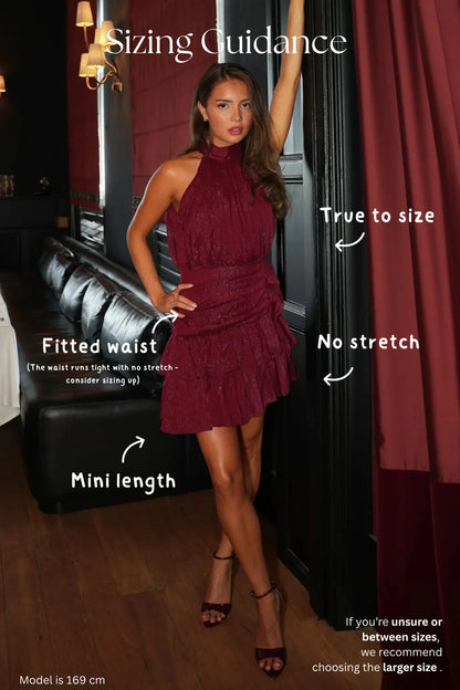 Glitter Halterneck Mini Dress