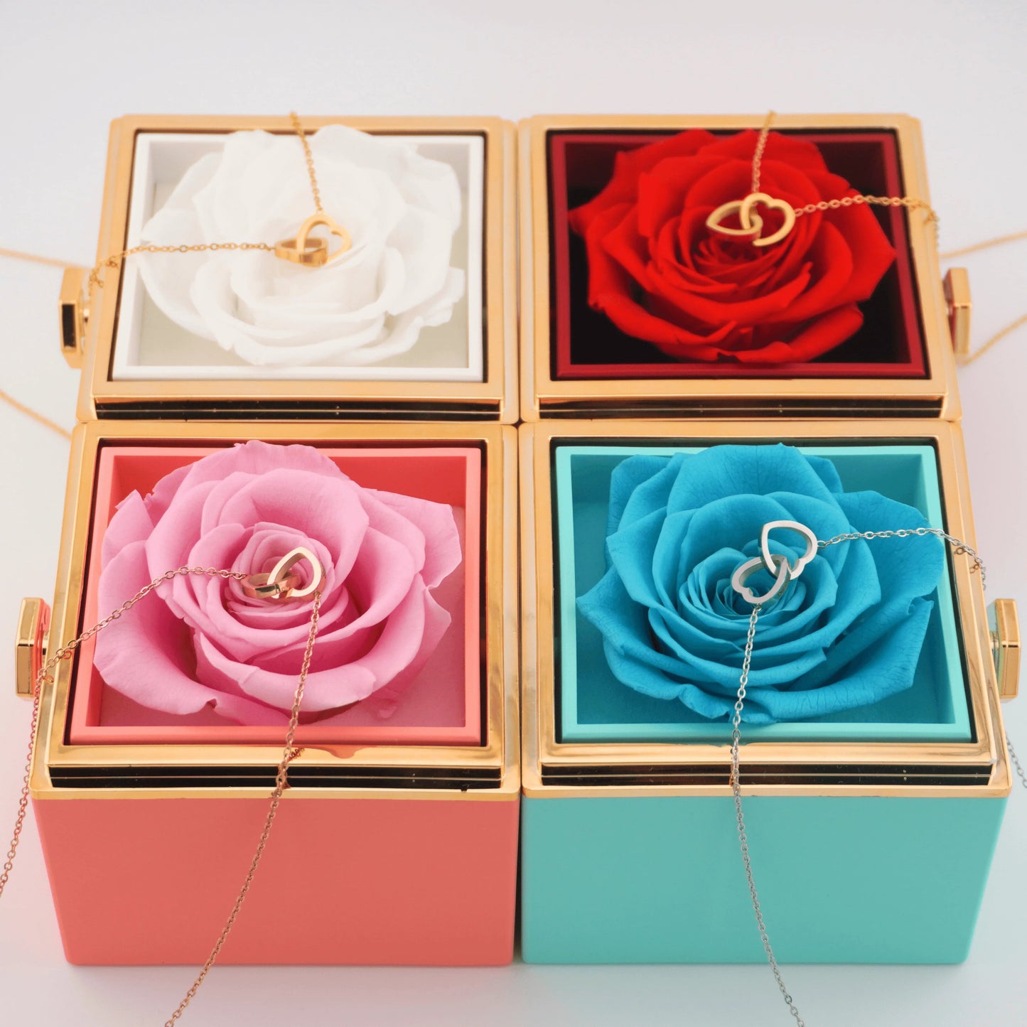 Eternal Rose Box with Engraved Necklace