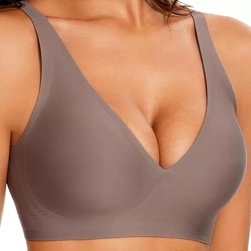 Jelly Seamless Deep V Wireless Push Up Bra