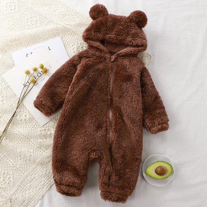 MeloBabe Fluffy Hooded Romper with Ears